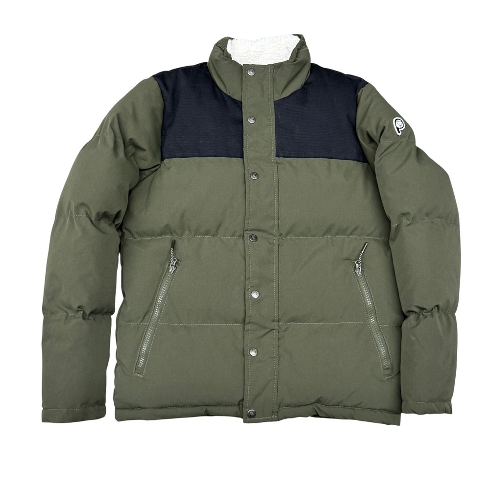 Size Small -  Penfield P Bear Cut and Sew Puffer Jacket Olive Green Navy